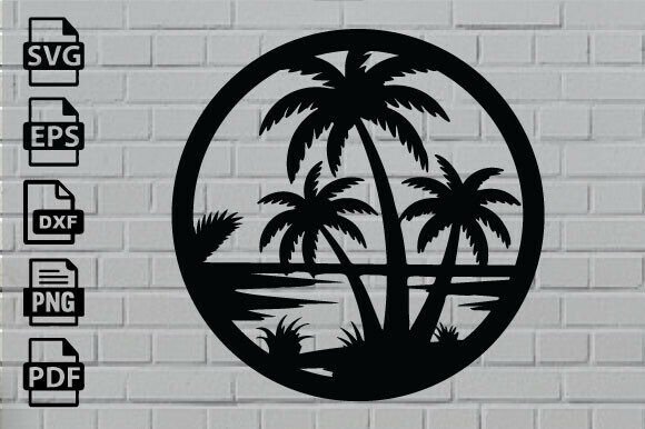 Download Beach Sunset Laser Cut File Home Decor - Home Collection