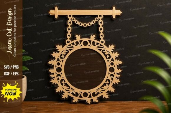 Download Floral Round Hanging Frame Laser Cut SVG - Round hanging Collection