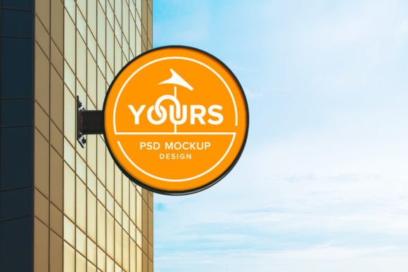 Download Round Hanging Street Sign Mockup - Round hanging Collection