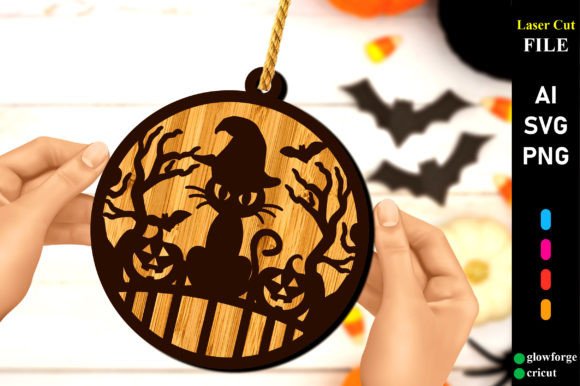 Download Halloween Cat Round Hanging Sign - Round hanging Collection