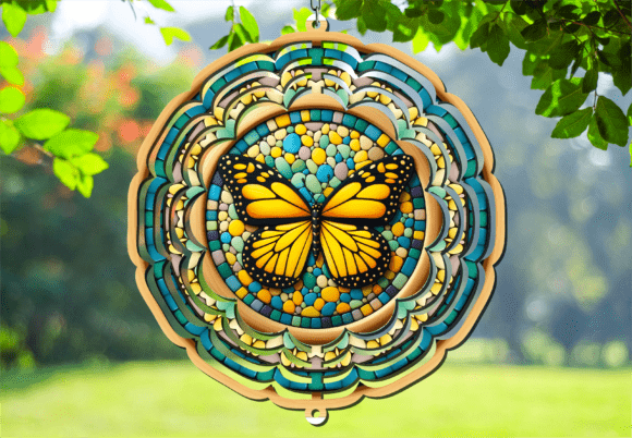 Download Round Hanging Butterfly Wind Spinner - Round hanging Collection